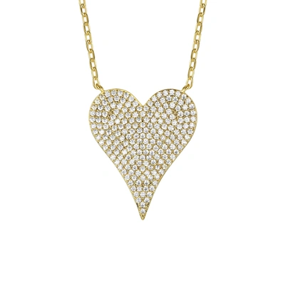 Rachel Glauber 14k Gold Plated With Pave Diamond Cubic Zirconia Heart Layering Neckla In White