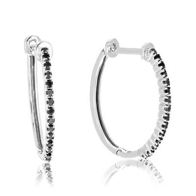 Vir Jewels 1/4 Cttw Black Diamond Hoop Earrings .925 Sterling Silver Prong Set 3/4 Inch