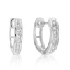 VIR JEWELS 1/4 CTTW DIAMOND HOOP EARRINGS .925 STERLING SILVER CHANNEL SET ROUND 1/2 INCH