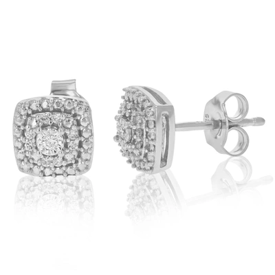Vir Jewels Square Earrings 1/10 Cttw Round Lab Grown Diamond Studs .925 Sterling Silver Prong Set