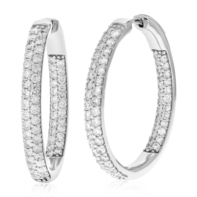 Vir Jewels 3 Cttw Round Lab Grown Diamond Hoop Earrings .925 Sterling Silver Prong Set 1 1/4 Inch