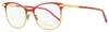 Pomellato Women's Rectangular Eyeglasses Pm0054o 004 Red/gold 50mm In Pink