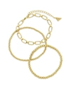 Sterling Forever Chain & Bead Bracelet Set Of 3 In Grey