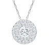 Pompeii3 2 1/5ct Tw Diamond (1ct Center) Round Halo Pendant White Gold Necklace In Silver
