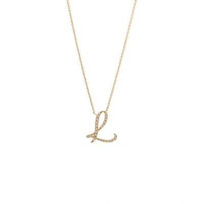 Monary Diamond Script Initial Necklace (yg/ 16+2") In White