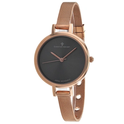 Christian Van Sant Women's Grey Dial Watch In Brown