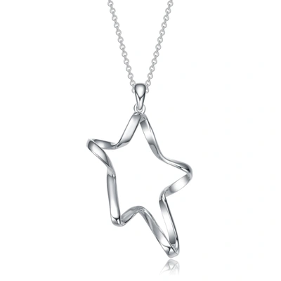 Genevive Classy Sterling Silver With Rhodium Plating Star Halo Necklace In Grey