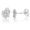 Vir Jewels 1/5 Cttw Round Lab Grown Diamond Stud Earrings Flower Shaped .925 Sterling Silver Prong Set In Silver