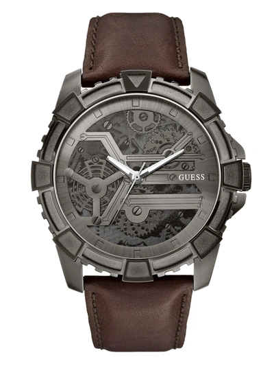 Guess Factory Brown Analog Watch In Grey