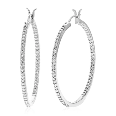 Vir Jewels 1/10 Cttw Round Lab Grown Diamond Hoop Earrings .925 Sterling Silver Prong Set 1 1/4 Inch