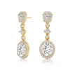 Genevive Sterling Silver Gold Plated Cubic Zirconia Accent Long Drop Earrings In Silver