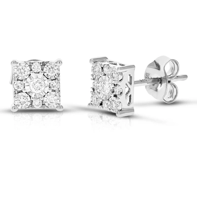 Vir Jewels 1/4 Cttw 18 Stones Round Lab Grown Diamond Studs Earrings .925 Sterling Silver Prong Set Square Shap