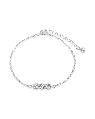 Sterling Forever Triple Bezel Set Cz Bracelet In Silver