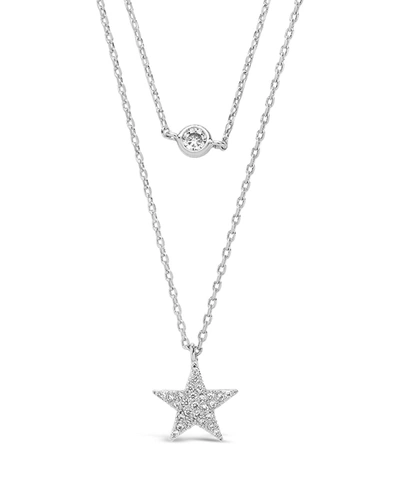 Sterling Forever Silver Cz Layered Necklace