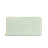 Cavalli Class Grey & Light Blue Calf Leather Zip Closure Wallet In Green