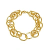 RACHEL GLAUBER 14K YELLOW GOLD PLATED WITH DIAMOND CUBIC ZIRCONIA DOUBLE ENTWINED CABLE CHAIN BRACELET