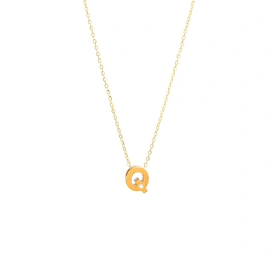 Monary 14k Yg Initial Q W/ Diamond And Chain (16+2") In White
