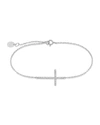 STERLING FOREVER STERLING SILVER SIDEWAYS CZ CROSS BRACELET