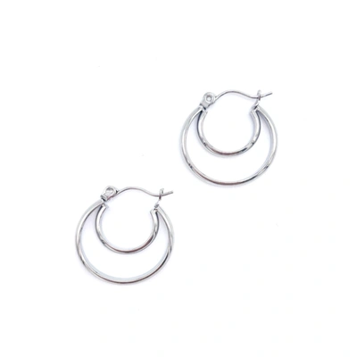 ADORNIA CRESCENT MIDI HOOPS SILVER