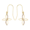 A & M 14k Gold Lab-created White Topaz Cross Drop Earrings In Silver