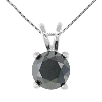 Vir Jewels 1.50 Cttw Black Diamond Solitaire Pendant .925 Sterling Silver Round With Chain