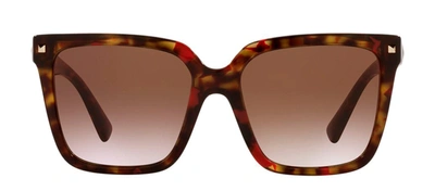 Valentino Va 4098 518913 Square Sunglasses In Brown