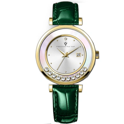 Christian Van Sant Women's Bria Silver Dial Watch In Yellow/green/silver Tone/gold Tone