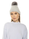 Alexia Admor Darla Knitted Beanie With Rhinestones And Pom Pom In Beige