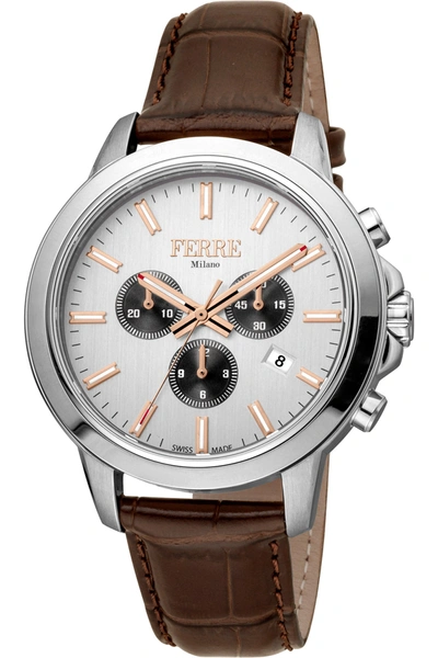 Ferre Milano Men's Fashion 44mm Quartz Watch In Silver