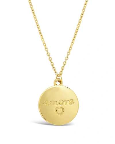 Sterling Forever 14k Over Silver Amore Pendant Necklace In Gold