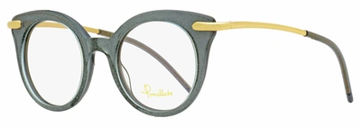 Pomellato Women's Oval Eyeglasses Pm0041o 004 Blue Glitter/gold 46mm In Silver