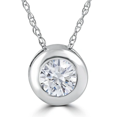 Pompeii3 1/4ct Diamond Solitaire Pendant Women's 14k White Gold Bezel Pendant Lab Grown