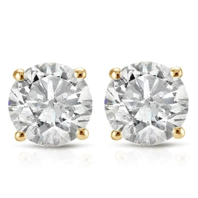 Pompeii3 Certified 1.00ct Natural Round Screw Back Diamond Studs 14k Gold