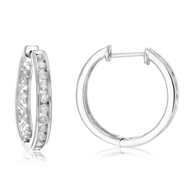 Vir Jewels 1/2 Cttw 22 Stones Diamond Hoop Earrings .925 Sterling Silver Dangle 2/3 Inch