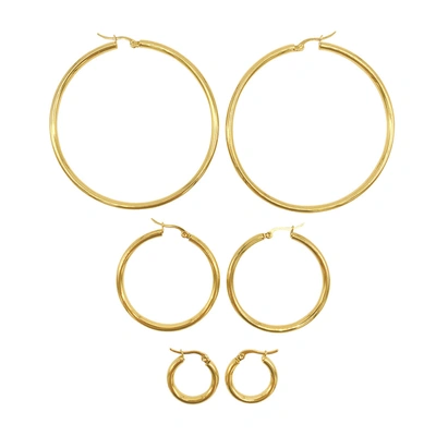 Adornia Hoop Earring Set In Yellow