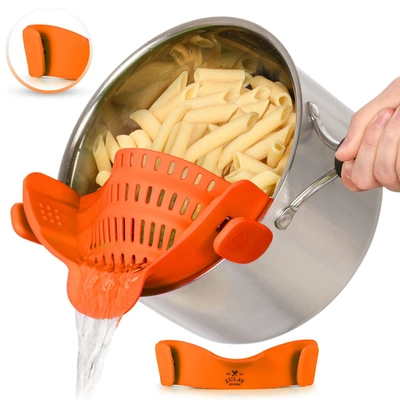 Zulay Kitchen Silicone Kitchen Strainer With Adjustable Clip Fits Most Pots And Bowls In Orange