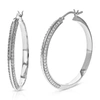 Vir Jewels 3/4 Cttw 108 Stones Round Lab Grown Diamond Hoop Earrings .925 Sterling Silver Prong Set 1 1/4 Inch In Silver