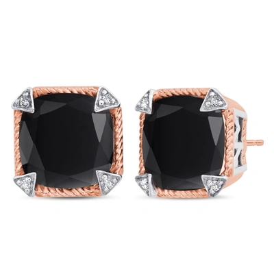 Nicole Miller Two Tone Sterling Silver With 8mm Cushion Cut Gemstone Stud Earrings