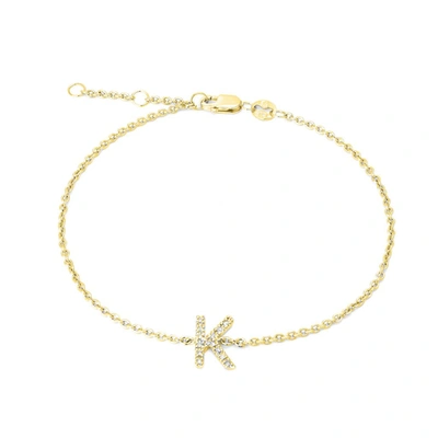 Monary Silver/18k Yellow Dia "k" Bracelet "7+.5+.5" In White