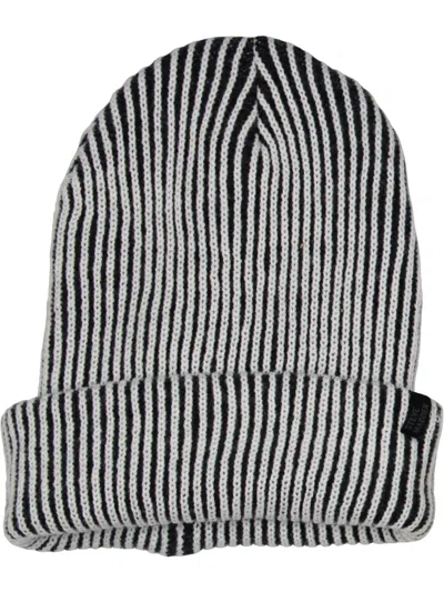 Steve Madden Mens Rib Knit Stocking Beanie Hat In Grey