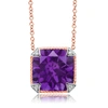 Nicole Miller Two Tone Sterling Silver With 8mm Cushion Cut Gemstone Necklace, 18" In Purple