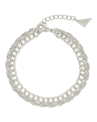 Sterling Forever Hallie Layered Chain Bracelet In Silver