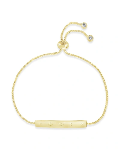 Sterling Forever 14k Plated Engraved Bolo Bracelet In Gold