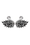 Eye Candy La Luxe Collection Cz Black Swan Stud Earrings In Black