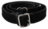 Gf Ferre' Black Leather Silver Chrome Metal Buckle Belt In Black
