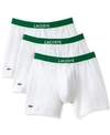 Lacoste Branded Pack Of Three Stretch-cotton Trunks In White