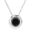 Pompeii3 1ct Aaa Black Diamond Solitaire Bezel Pendant 14k White Gold In Black