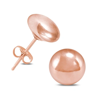 Monary 14k Rose Gold 7mm Button Ball Stud Earrings In Beige