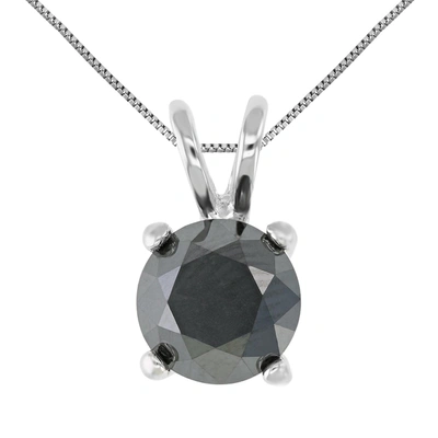 Vir Jewels 5 Cttw Black Diamond Solitaire Pendant .925 Sterling Silver Round With Chain