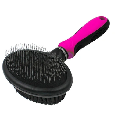 Pet Life Flex Series 2-in-1 Dual-sided Slicker And Bristle Grooming Pet Brush In Pink